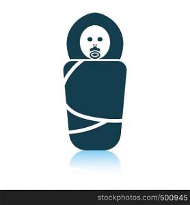 Wrapped infant icon. Shadow reflection design. Vector illustration.