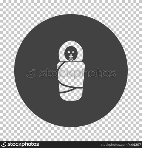 Wrapped infant icon. Subtract stencil design on tranparency grid. Vector illustration.