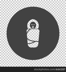 Wrapped infant icon. Subtract stencil design on tranparency grid. Vector illustration.