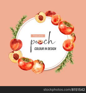 Wreath design with peach and plum , creative orange color vector illustration.