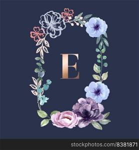 Wreath Icon for Creative Artwork, soft watercolour line flowers vector illustration Template