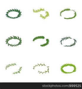 Wreath icons set. Isometric set of 9 wreath vector icons for web isolated on white background. Wreath icons set, isometric style
