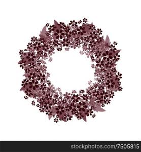 Wreath of small red flowers. Isolated vector image.Eps 10
