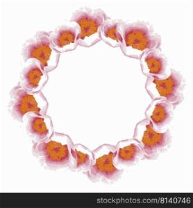 Wreath peony pink flowers on white stock vector illustration