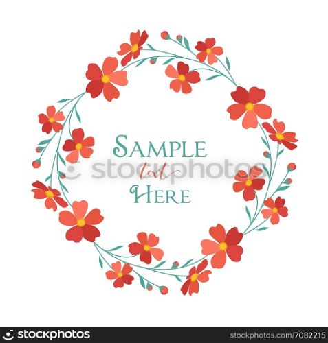 Wreath red flowers. Vector illustrations wreath red flowers with place for text