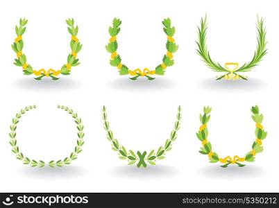 Wreath. Set of icons of wreaths. A vector illustration