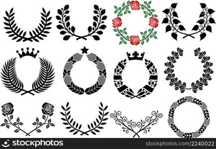 Wreath set (roses, laurel, wheat and oak)