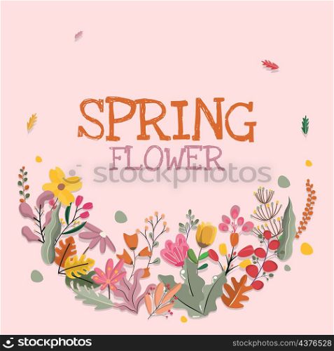 Wreath Spring Flower Floral Plant Frame Card Vector Decoration