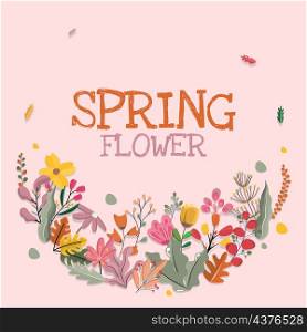 Wreath Spring Flower Floral Plant Frame Card Vector Decoration