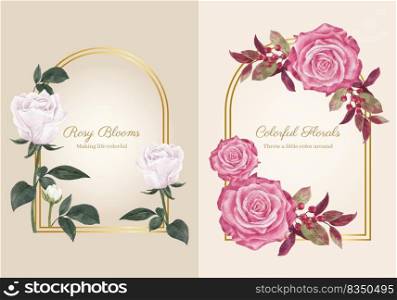 Wreath template with muave red floral concept,watercolor style 
