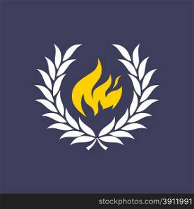 wreath with fire. wreath with fire theme vector art illustration