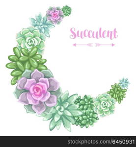 Wreath with succulents. Echeveria, Jade Plant and Donkey Tails. Wreath with succulents. Echeveria, Jade Plant and Donkey Tails.