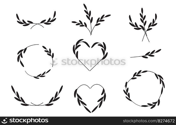 Wreaths elements in vintage style. Laurel wreath. Graphic element. Vector illustration. EPS 10.. Wreaths elements in vintage style. Laurel wreath. Graphic element. Vector illustration.