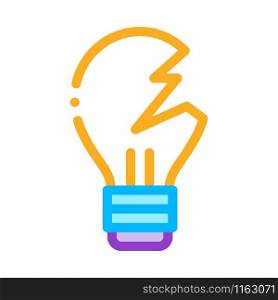 Wrecked Lightbulb Icon Vector. Outline Wrecked Lightbulb Sign. Isolated Contour Symbol Illustration. Wrecked Lightbulb Icon Vector Outline Illustration