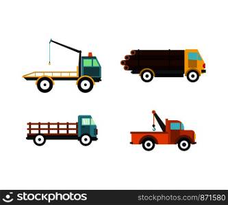 Wrecker icon set. Flat set of wrecker vector icons for web design isolated on white background. Wrecker icon set, flat style