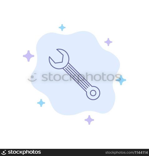 Wrench, Adjustable, Building, Construction, Repair Blue Icon on Abstract Cloud Background