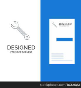 Wrench, Adjustable, Building, Construction, Repair Grey Logo Design and Business Card Template