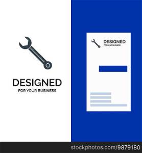 Wrench, Adjustable, Building, Construction, Repair Grey Logo Design and Business Card Template