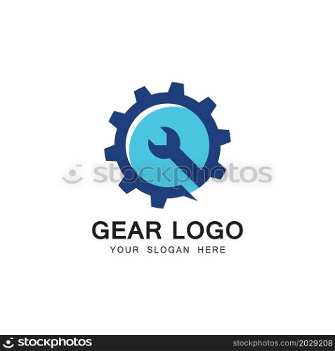 Wrench and Gear Cogwheel Icon Vector Flat Design