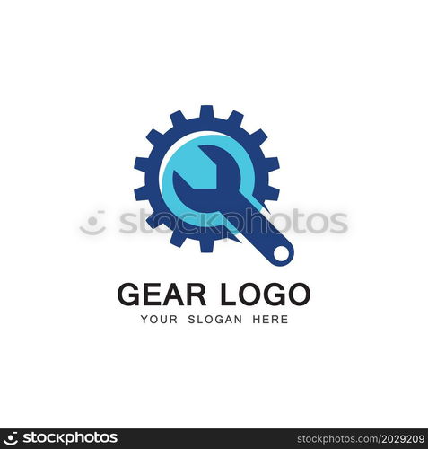 Wrench and Gear Cogwheel Icon Vector Flat Design