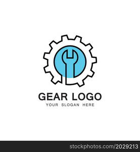 Wrench and Gear Cogwheel Icon Vector Flat Design