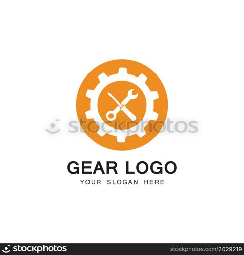 Wrench and Gear Cogwheel Icon Vector Flat Design