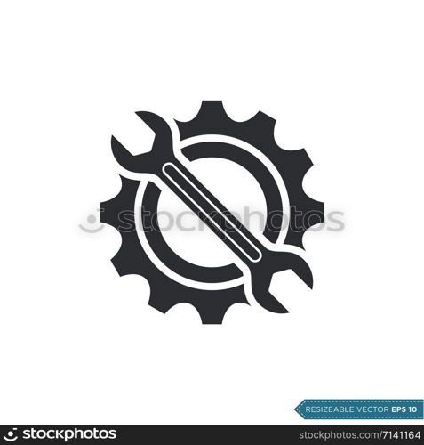 Wrench and Gear Cogwheel Icon Vector Flat Design Illustration Design
