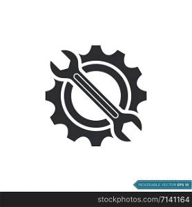 Wrench and Gear Cogwheel Icon Vector Flat Design Illustration Design
