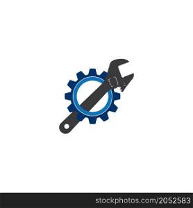 Wrench and gear logo vector illustration design template.