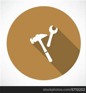 Wrench and hammer. Flat modern style vector illustration