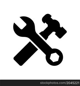 wrench and hammer icon vector solid style