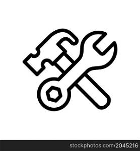 wrench and hammer line icon