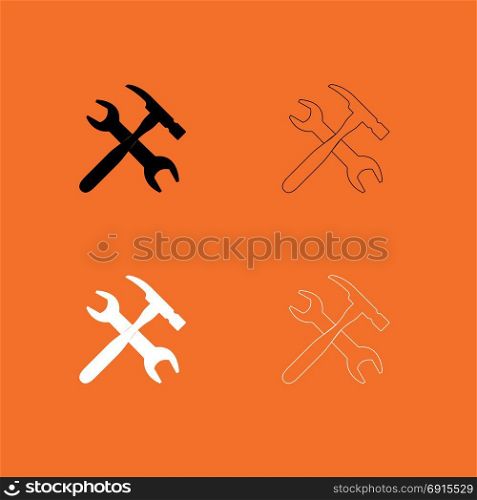 Wrench and hammer set icon .