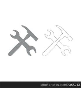 Wrench and hammer set icon .