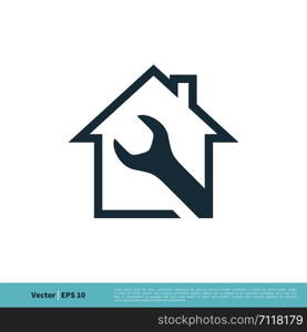 Wrench and House Icon Vector Logo Template Illustration Design. Vector EPS 10.