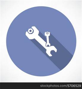 wrench and nut symbol. Flat modern style vector illustration