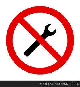 Wrench and prohibition sign