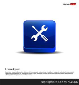 Wrench And Screw Driver Icon - 3d Blue Button.