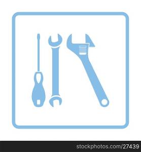 Wrench and screwdriver icon. Blue frame design. Vector illustration.