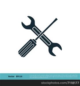 Wrench and Screwdriver Icon Vector Logo Template Illustration Design. Vector EPS 10.