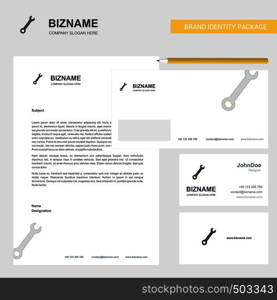 Wrench Business Letterhead, Envelope and visiting Card Design vector template