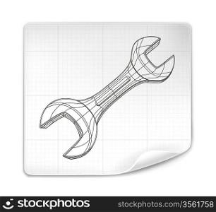 Wrench drawing, vector