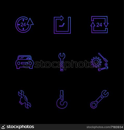 wrench , gear , car ,Watch , time , clock , alaram , day , timers , icon, vector, design, flat, collection, style, creative, icons , setting , gear ,