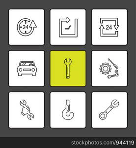 wrench , gear , car ,Watch , time , clock , alaram , day , timers , icon, vector, design, flat, collection, style, creative, icons , setting , gear ,