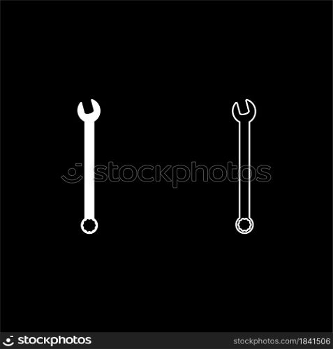 Wrench hexagon Spanner Hand tool Mechanic engineer instrument icon white color vector illustration flat style simple image set. Wrench hexagon Spanner Hand tool Mechanic engineer instrument icon white color vector illustration flat style image set