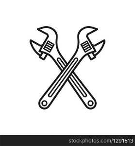 wrench icon, adjustable wrench vector icon