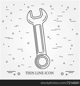 Wrench Icon. Wrench Icon Vector. Wrench Icon Drawing. Wrench Icon Image. Wrench Icon Graphic. Wrench Icon Art. Wrench Icon JPG. Wrench Icon JPEG. Wrench Icon EPS - stock vector. Think line icon.