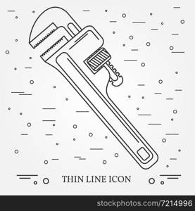 Wrench Icon. Wrench Icon Vector. Wrench Icon Drawing. Wrench Icon Image. Wrench Icon Graphic. Wrench Icon Art. Wrench Icon JPG. Wrench Icon JPEG. Wrench Icon EPS - stock vector. Think line icon.