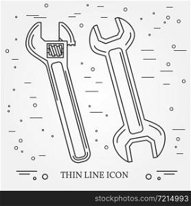Wrench Icons. Wrench Icons Vector. Wrench Icons Drawing. Wrench Icons Image. Wrench Icons Graphic. Wrench Icons Art. Wrench Icons JPG. Wrench Icons JPEG. Wrench Icons EPS - stock vector. Think line icons.