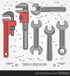 Wrench Icons. Wrench Icons Vector. Wrench Icons Drawing. Wrench Icons Image. Wrench Icons Graphic. Wrench Icons Art. Wrench Icons JPG. Wrench Icons JPEG. Wrench Icons EPS - stock vector. Think line icons.. Wrench Icons. Wrench Icons Vector. Wrench Icons Drawing. Wrench
